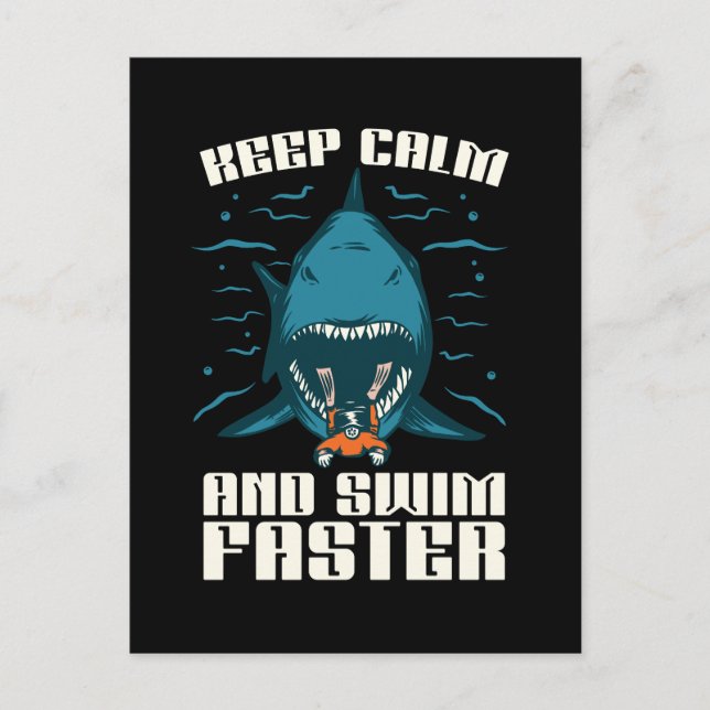 Freedive Keep Calm And Swim Faster Freediving Sea Holiday Postcard (Front)