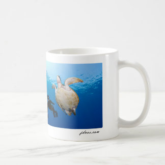 Freediver And Green Turtle Coffee Mug