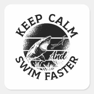 Freediver Keep Calm And Swim Faster Freediving Square Sticker