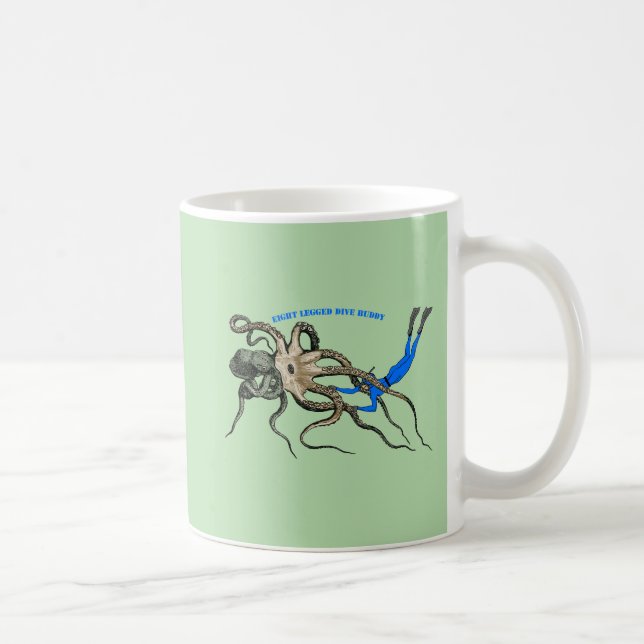 Freediving Diver Looking Over a Giant Octopus URM Coffee Mug (Right)