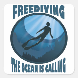 Freediving - The Ocean Is Calling Underwater Diver Square Sticker