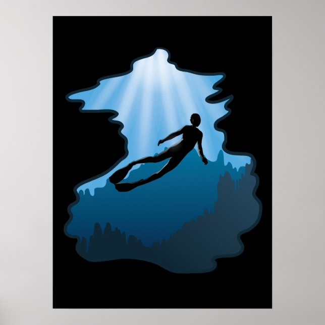 Freediving - Underwater Free Diver Poster (Front)
