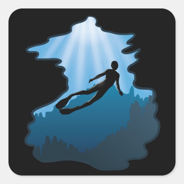 Freediving - Underwater Free Diver Square Sticker (Front)