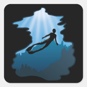 Freediving - Underwater Free Diver Square Sticker