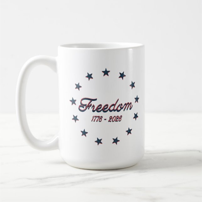 Freedom 1776–2026 America 250 Patriotic Design Coffee Mug (Left)