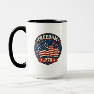 Freedom 1776 American Flag Patriotic Badge Mug