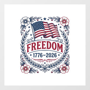Freedom 1776 Patriotic Vintage Flag Floral Shirt_1