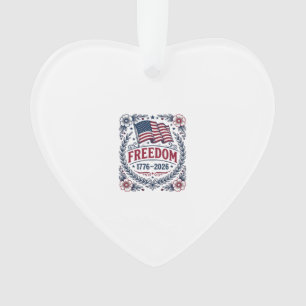 Freedom 1776 Patriotic Vintage Flag Floral Shirt_1 Ornament