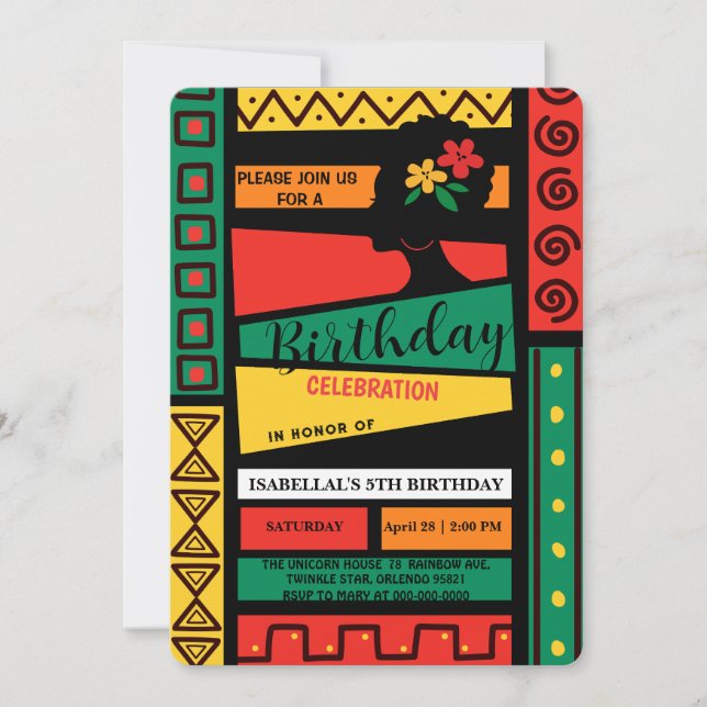 Freedom afro black history month Birthday party Invitation (Front)