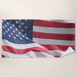 Freedom American flag waving in the breeze Beach Towel