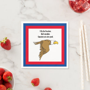 Freedom and Cupcakes American Bald Eagle Cartoon Napkin