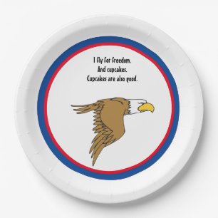 Freedom and Cupcakes American Bald Eagle Cartoon Paper Plate
