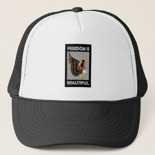 FREEDOM AND REFERSHING DESIGN WITH BIRDS FLYING  TRUCKER HAT (Front)
