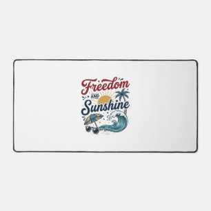 Freedom And Sunshine Vintage Beach Shirt Design (3 Desk Mat