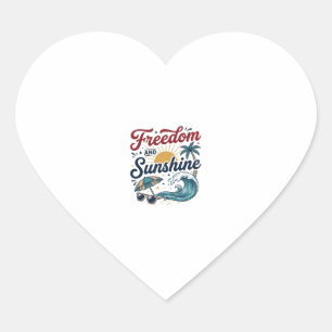 Freedom And Sunshine Vintage Beach Shirt Design (3 Heart Sticker