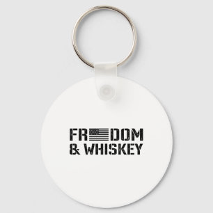 Freedom And Whiskey - 4th Of July Usa Flag Funny M Key Ring