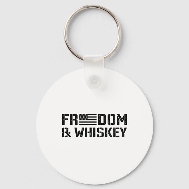 Freedom And Whiskey - 4th Of July Usa Flag Funny M Key Ring (Front)