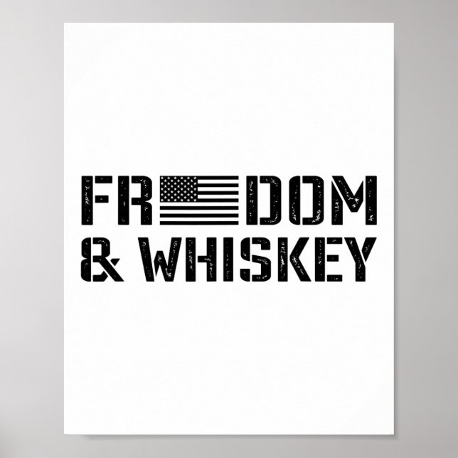 Freedom And Whiskey - 4th Of July Usa Flag Funny M Poster (Front)