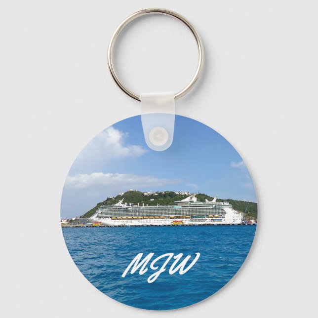 Freedom at St. Martin Monogrammed Key Ring (Front)