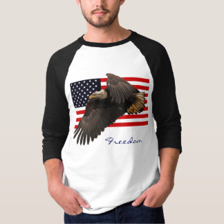 FREEDOM BALD EAGLE & US FLAG Mens Apparel T-Shirt