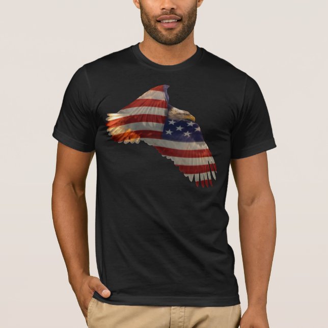 FREEDOM BALD EAGLE & US FLAG Mens Apparel T-Shirt (Front)