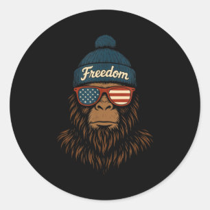 Freedom bigfoot usa sunglasses beanie patriotic 4t classic round sticker