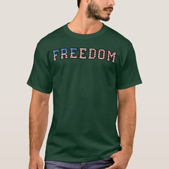 Freedom Black Text Minimalist DesignBold Typograph T-Shirt (Front)