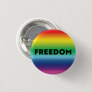 Freedom black typography rainbow gradient pattern  3 cm round badge