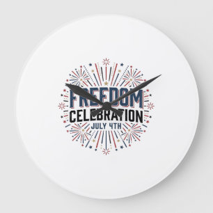 Freedom Celebration July 4th Patriotic Shirt Desig Large Clock
