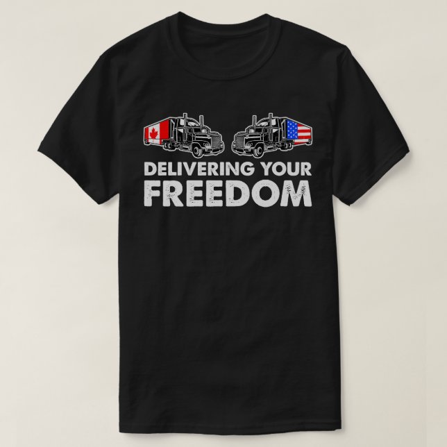 Freedom Convoy 2022 Trucker Canada USA Truck Drive T-Shirt (Design Front)
