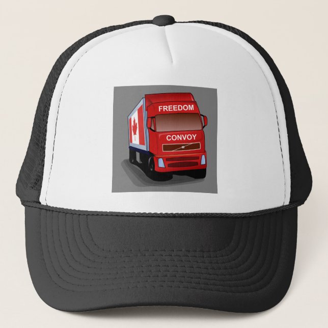 Freedom Convoy Canada 5 Grey Background Trucker Hat (Front)