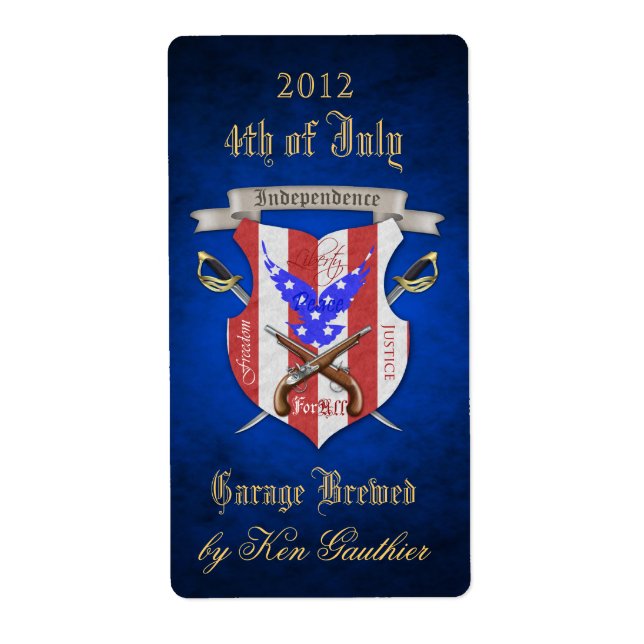 Freedom Crest 4th of July Blue Beer Label (Front)