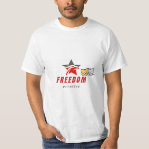 Freedom & cute cat design t-shirt