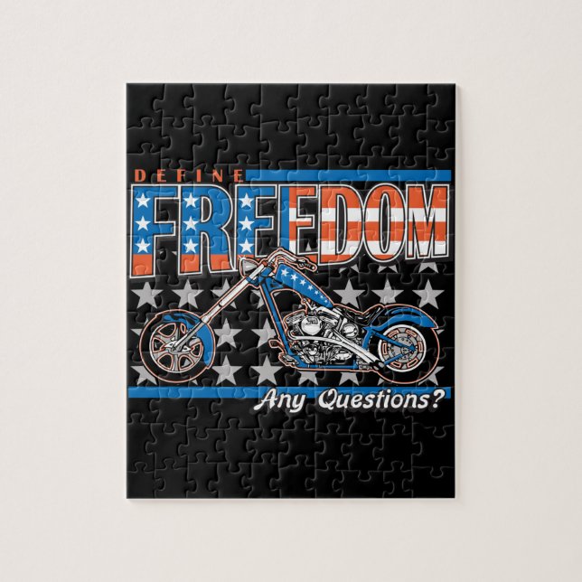 Freedom Cycle American Flag Paint Motorcycle Jigsaw Puzzle (Vertical)