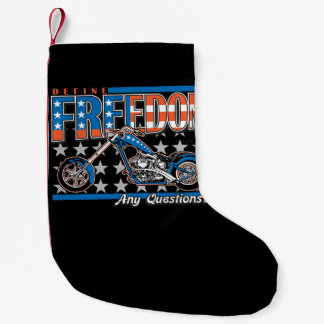 Freedom Cycle American Flag Paint Motorcycle Small Christmas Stocking