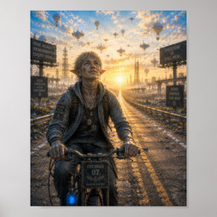 Freedom / Cyclist / Empty Highway Poster