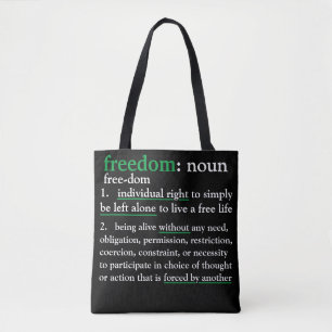 Freedom defined (black) tote bag