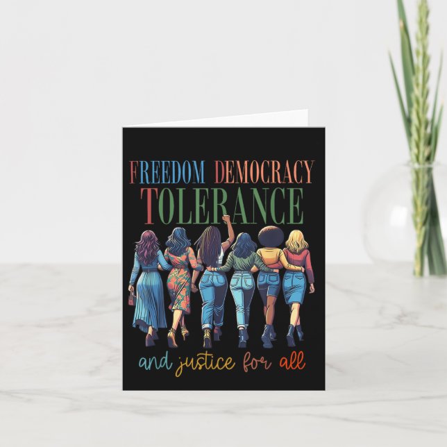 Freedom Democracy Tolerance And Justice For All Ha Card (Front)