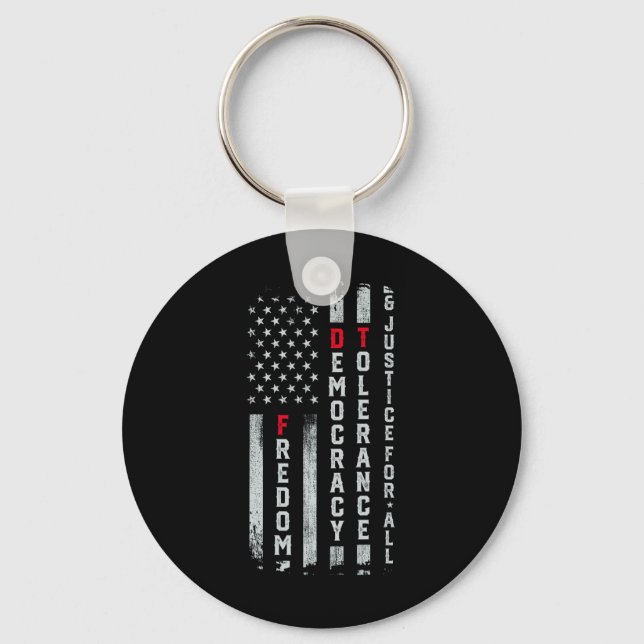 Freedom Democracy Tolerance Justice All Subtle Res Key Ring (Front)