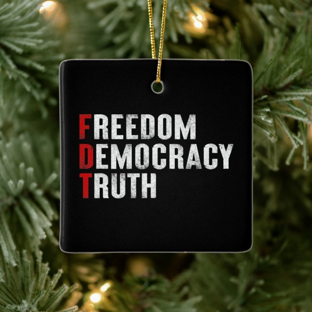Freedom Democracy Truth Ceramic Ornament (Tree)