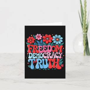 Freedom Democracy Truth Retro Flowers 70s 4th Of J Card