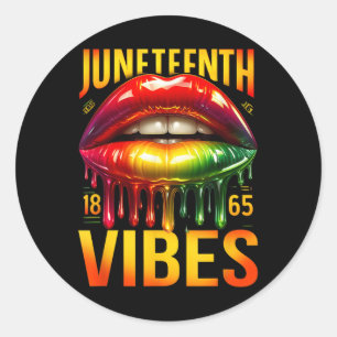 Freedom Design Melanin Pride Dripping Lips Junetee Classic Round Sticker
