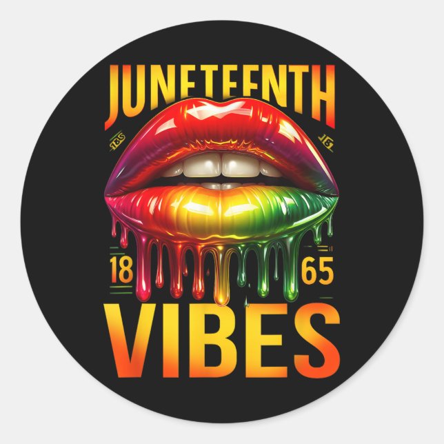 Freedom Design Melanin Pride Dripping Lips Junetee Classic Round Sticker (Front)
