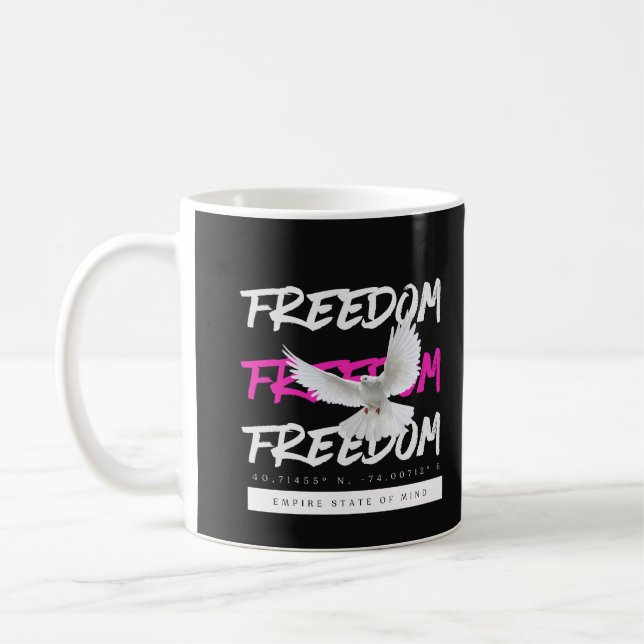 Freedom Dove Urban Typography Coffee Mug (Left)