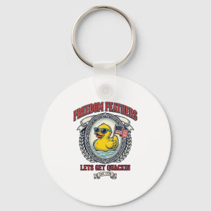 Freedom Duck Vintage Patriotic Humour Key Ring