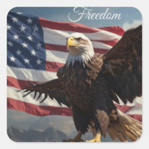 Freedom Eagle Square Sticker