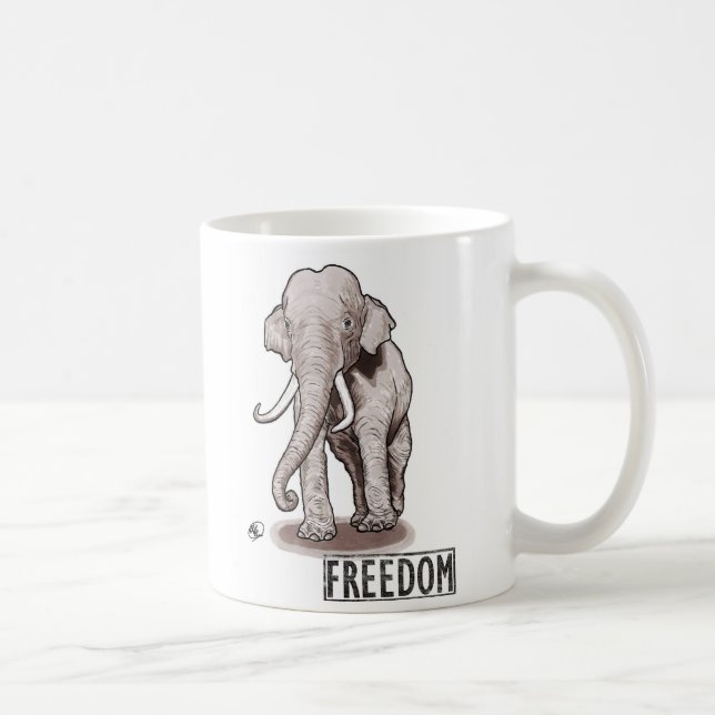 "Freedom" Elephant Coffee Mug (Right)