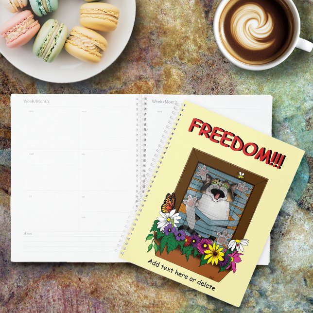 Freedom Escape Funny Cat Yellow Floral Window Planner (Creator Uploaded)