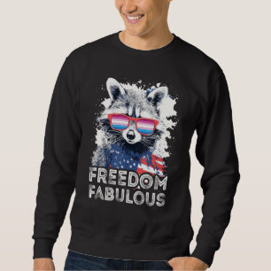 Freedom Fabulous  Raccoon Bigender Sunglasses Flag Sweatshirt
