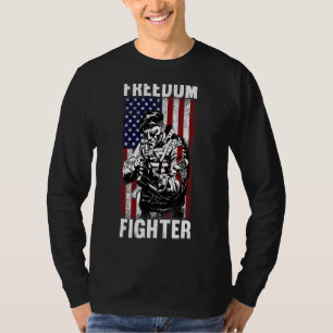 Freedom Fighter American Veteran Usa Flag Ar 15 Pa T-Shirt